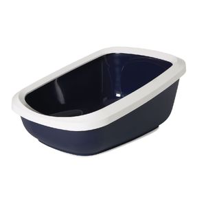 Arenera Para Gato Aseo Jumbo Sanitario Con Espaldar Y Aros 67.5X48.5X28Cm Color Azul Savic Unidad