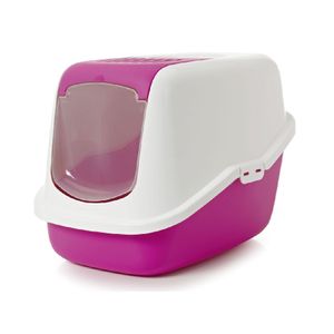 Arenera Para Gato Nestor Sanitario Con Tapa Y Filtro 56X39X38.5Cm Color Blanco/Fucsia Savic Unidad