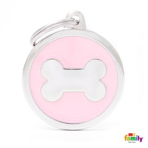 Placa Identificación Círculo Hueso Chrams Grande Rosa