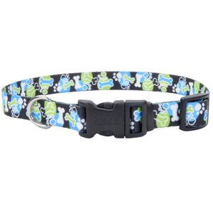 Collares Para Perro- Styles Hueso Huella Azul Collar Small 5/8" Coastal Pet